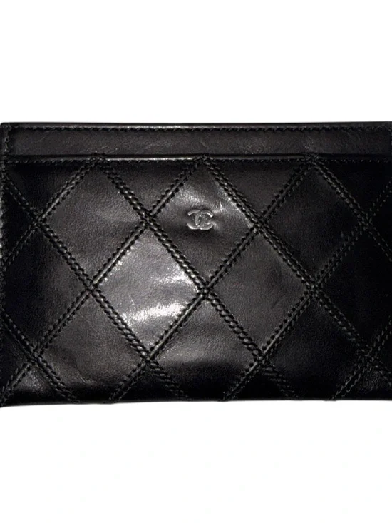 Chanel CC Quilted Lambskin Card Holder Black Silver Hardware - Picture 7 of 16